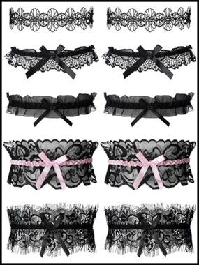 10 Lace Thigh Garters Set Stretchy Leg Ring for Wedding Bride Garter Belt